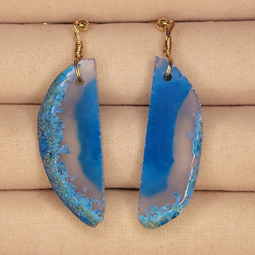 🎉HP🎉 Genuine Agate Slice Stone Earring Set
